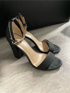 Call It Spring Black Block Heel Ankle-Strap Sandals
